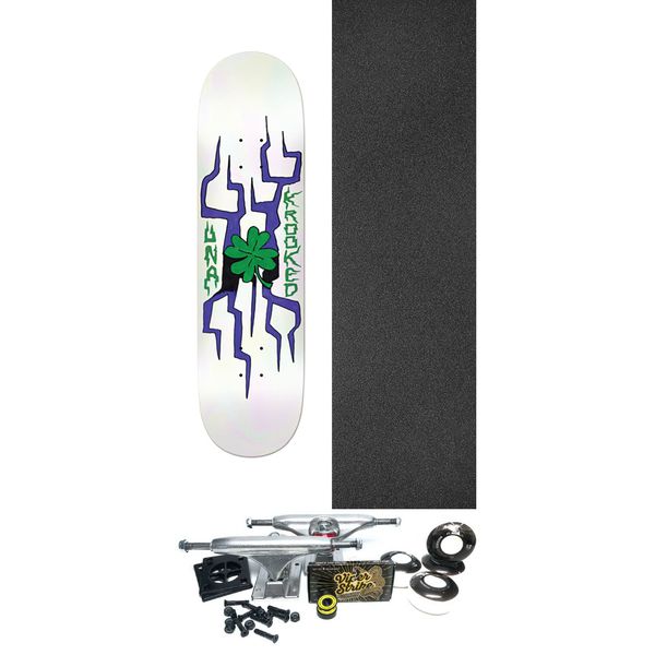 Krooked Skateboards Una Farrar Lightning Clover Skateboard Deck - 8.28" x 31.7" - Complete Skateboard Bundle